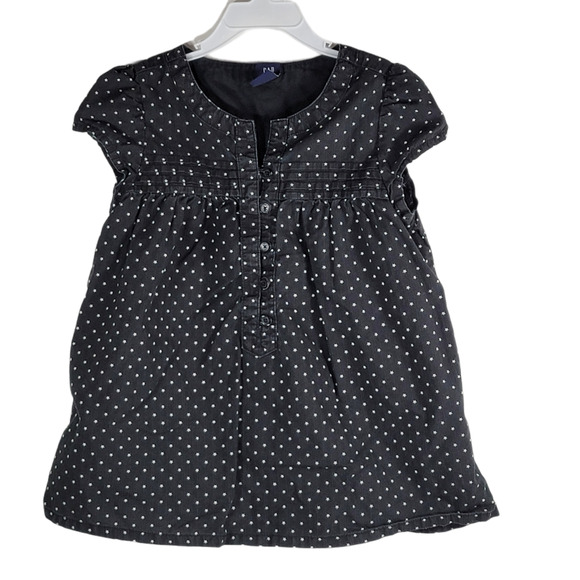 GAP Kids Girls Tunic Size S (6-7) Black White Stars Cotton Button Accents - Picture 1 of 4